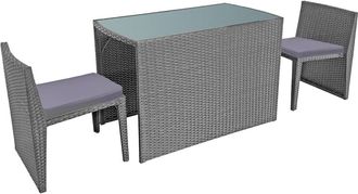 Happy Garden Conjunto de jardín 2 plazas en resina trenzada gris cojines grises