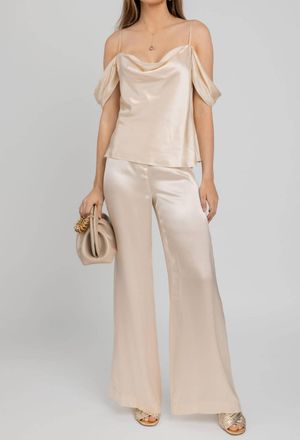 L'agence Ellington Draped Sleeve Camisole In Pearl