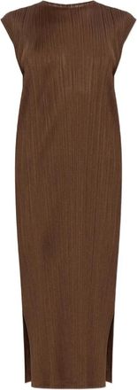 Issey Miyake Dames, Jurken, Bruin, Maat: 2XL Poliester