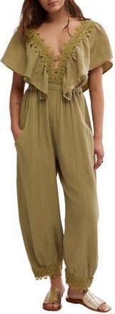 Free People Bali Rolling Dunes Jumpsuit in Dusty Olive Combo at Nordstrom Rack, Size X-Small