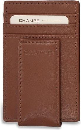 Champs Luggage Leather Magnetic RFID Card Case in Brown at Nordstrom Rack