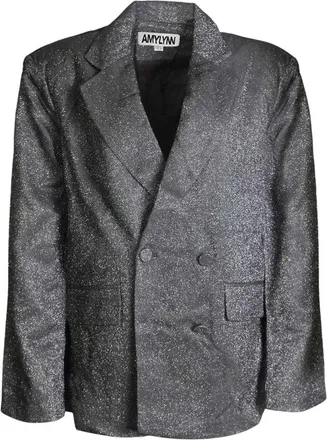 Amy Lynn AmyLynn Ezra metallic blazer met dubbele knoopsluiting voor dames (Zilver)