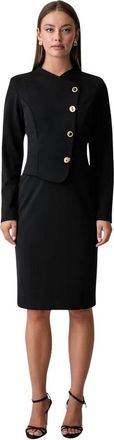 Joseph Ribkoff Jurk met col - Dames - Casual kleedjes - Zwart - XL - Polyester - Kleedjes