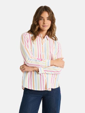 Lieblingsst&uuml;ck Hemdbluse LIEBLINGSST&Uuml;CK LisaL, Damen, Gr. 34, sanftes wei&szlig; gestreift, Web, Obermaterial: 100% Baumwolle, gemustert, gestreift, mehrfarbig, regular fi