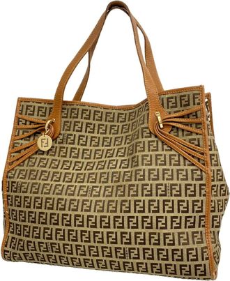 Fendi Brown Nylon Canvas Tote Bag (Pre-Owned)