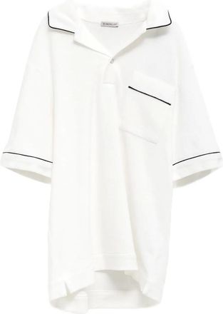 Moncler piped-trim polo shirt - White