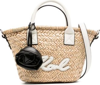 Karl Lagerfeld Borsa tote K/signature piccola in rafia - Toni neutri