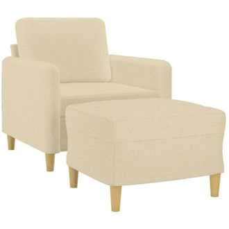vidaXL Sill&oacute;n Con Taburete Tela Crema 60 Cm Vidaxl