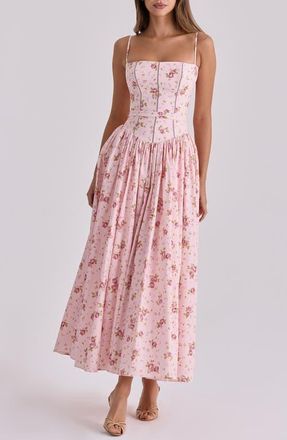 House of CB Ysabella Floral Maxi Sundress in Pink Vintage at Nordstrom, Size X-Small A