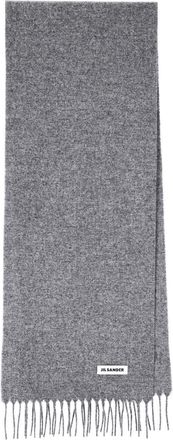 Jil Sander Rectangular Virgin Wool Scarf with Subtle Logo Detail