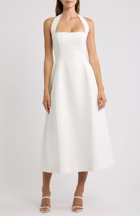 Odd Muse Halter Midi Dress in White at Nordstrom, Size Xx-Large