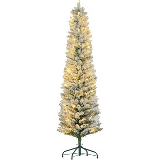 HOMCOM &Aacute;rbol De Navidad 180 Cm &Aacute;rbol De Navidad Artificial Nevado Con 150 Luces Led 329 Ramas Y Patas De Metal &Aacute;rbol Navide&ntilde;o Para Sal&oacute;n Verde Y Blanco
