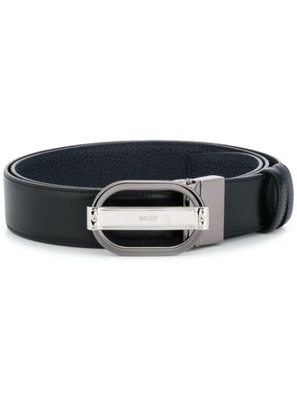 Bally oval buckle belt - men - Leather - 110 - Black
