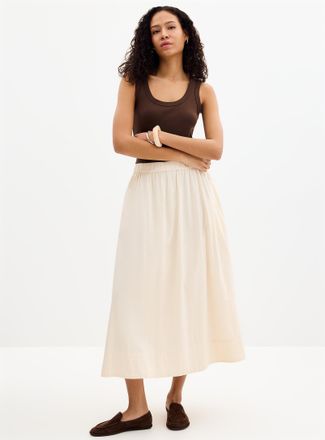 Contemporaine Womens Elastic waist poplin skirt