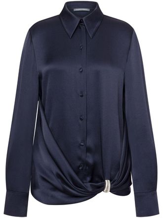 Alberta Ferretti satin-finish shirt - women - Silk/Acetate - 44 - Blue