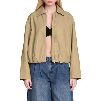 Avec Les Filles Faux-Ever Leather Minimalist Bomber Jacket in Ochre at Nordstrom, Size Xx-Large