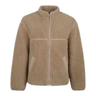 Maison Kitsun&eacute; Fleece Jack - Heren - Vesten met rits - Beige - S - Polyester - Hoodies & sweatvesten