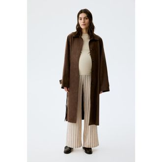 H&M Mama Wide Trousers in Light Beige/striped at Nordstrom, Size Xx-Large