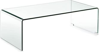 Oresteluchetta Mesa de centro de vidrio curvado transparente 35x110x55 cm