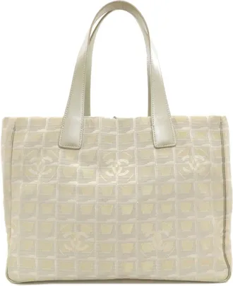 Chanel Silver Yellow Nylon Jacquard Tote Bag (Pre-Owned)