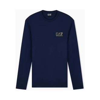 Emporio Armani T-shirt Premium Label - Heren - Tops - Blauw - Maat: M Viscose