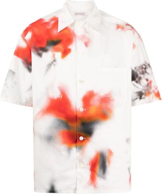 Alexander McQueen abstract-pattern cotton shirt - men - Cotton - 17 - White