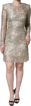 Dolce & Gabbana Gold Floral Lace A-line Sheath Mini Womens Dress
