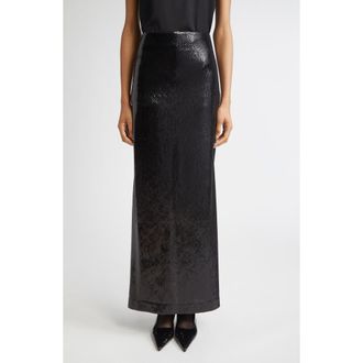 Toteme Sequin Column Skirt in Black at Nordstrom, Size X-Large