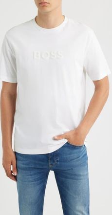 BOSS Terrace Logo Cotton Graphic T-Shirt in White at Nordstrom, Size Xx-Large