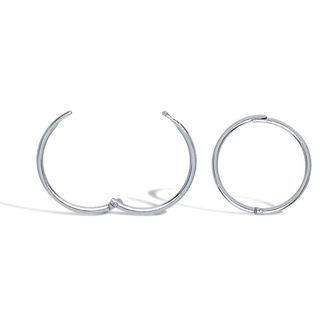 Jewelco London Solid 9ct White Gold Hinged Sleeper 1mm Hoop Earrings 12mm in Silver