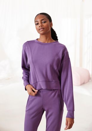 French Connection Sweatshirt FRENCH CONNECTION, Damen, Gr. 32/34, lila, Obermaterial: 55% Viskose (LENZING ECOVERO), 40% Polyester, 5% Elasthan, unifarben, Basic, beque