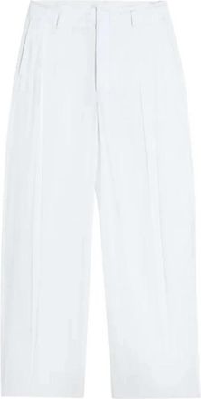 Christophe Lemaire Zachte Broeken met Plooi - Dames - Wijde Broeken - Wit - XS - Polyester - Broeken