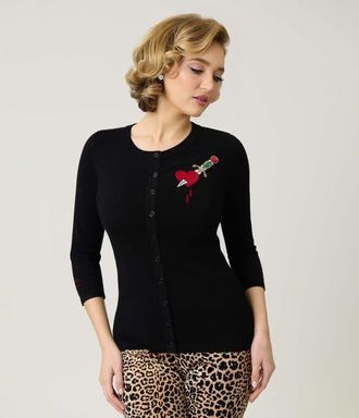 Unique Vintage Bookworm Cardigan in Black W/Dagger at Nordstrom, Size X-Small