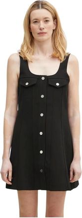 Ganni Kleedjes, Dames, Zwart, M, Polyester, Bonded Crepe Mini Jurk