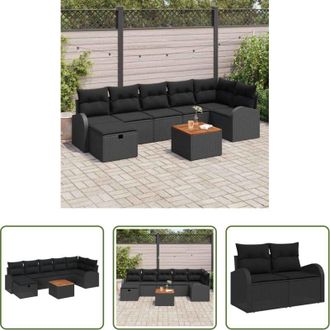 vidaXL vidaXL Cuscini per esterni - Set Divano da Giardino con cuscino 8 pcs Nero Poly Rattan