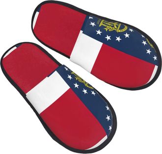 Generic Slipper Georgia Flag Warm Slippers Cozy House Shoes For Travel Indoor Winter M