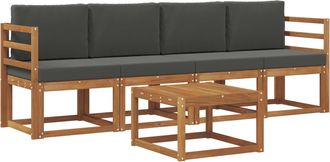 vidaXL Conjunto De Sof&aacute;s De Exterior 5 Uds. Natural Y Antracita Vidaxl