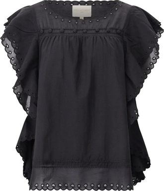 Stella Forest Geborduurde Blouse Jayna - Dames - Blouses - Zwart - L - Overhemden