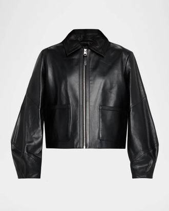 Mackage Solana-L Relaxed-Fit Leather Bomber Jacket