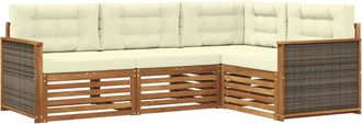 vidaXL Conjunto De Sof&aacute;s De Exterior 4 Uds. Natural Y Crema Vidaxl