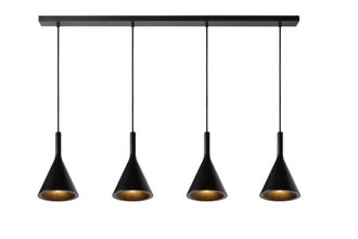 Lucide GIPSY Dimmable Adjustable Indoor Modern Bar Pendant Light 4xE27 in Black