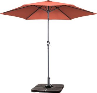 Oviala Parasol derecho inclinable de 3m y 4 losas para rellenar terracotta