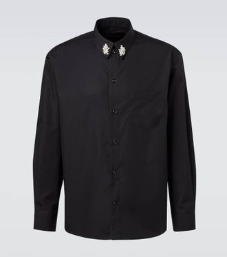 Simone Rocha Faux pearl cotton poplin shirt