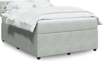 vidaXL Vidaxl - Cama Box Spring Con Colch&oacute;n Terciopelo Gris Claro 140x190 Cm