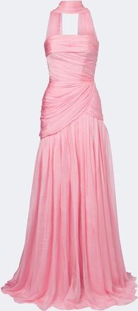 Monique Lhuillier Scarf-detail draped silk bustier gown