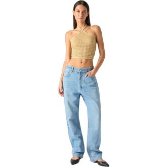 Missoni Top In Lam&eacute; Viscose With Raschel Workmanship And Halter Neckline in Gold at Nordstrom, Size 38 It