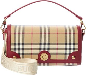 Burberry Note Small Check E-Canvas & Leather Shoulder Bag