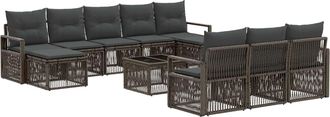 vidaXL Conjunto De Sof&aacute;s De Jard&iacute;n 11 Uds. Gris Rat&aacute;n Sint&eacute;tico Vidaxl