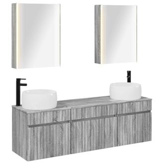 vidaXL Juego De Muebles De Ba&ntilde;o 5 Pcs Sonoma Gris 53 X 15,5 X 70 Cm Vidaxl