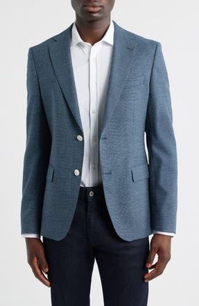 BOSS Hutson Slim Fit Micocheck Wool Blend Sport Coat in Dark Blue at Nordstrom Rack, Size 36 Short